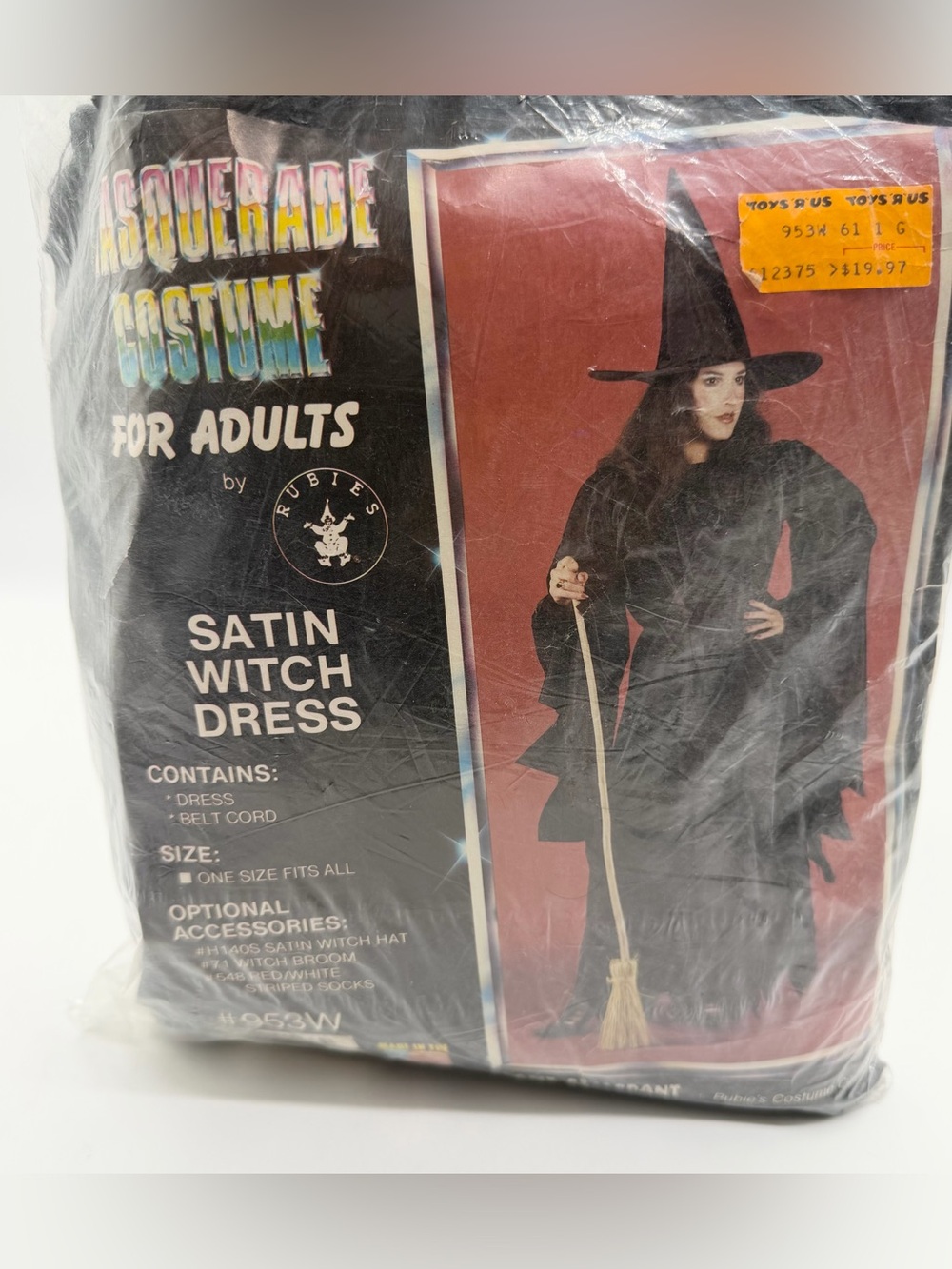 VTG Rubies Costumes Satin Witch Dress Halloween Costume TOYS R US Black One Size